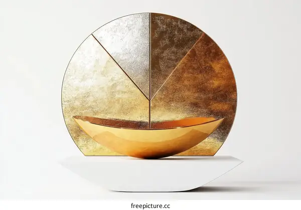 Modern Decorative Gold Bowl on White Stand