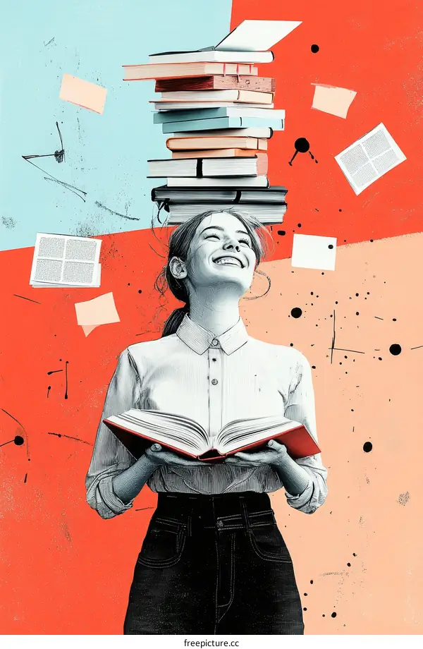 A Woman with a Stack of Books on Her Head