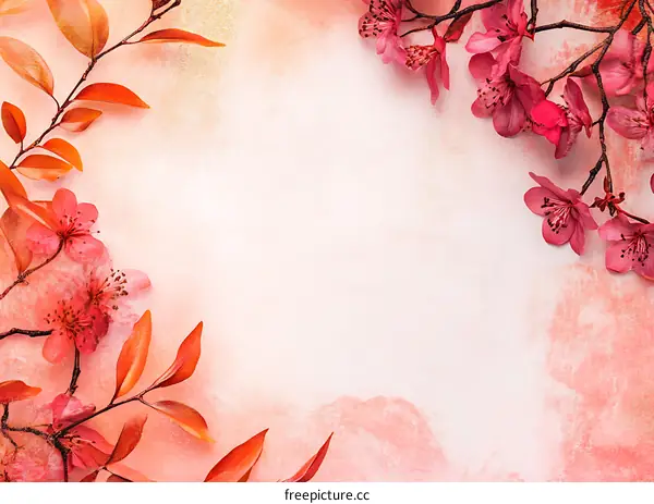 Floral Frame With Peach Background