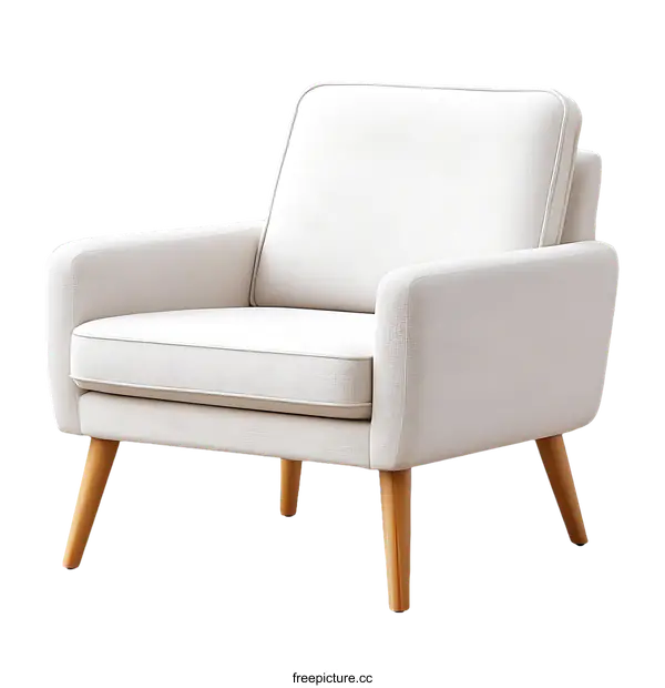 [Transparent Background PNG]Cream-Colored Modern Armchair