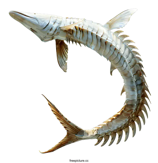 [Transparent Background PNG]A 3D rendering of a fish skeleton