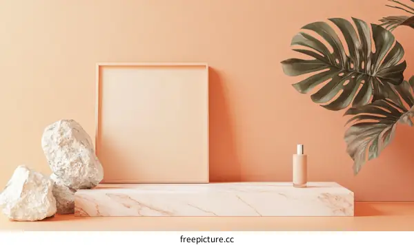 Minimalist Product Presentation with Stones and Plants