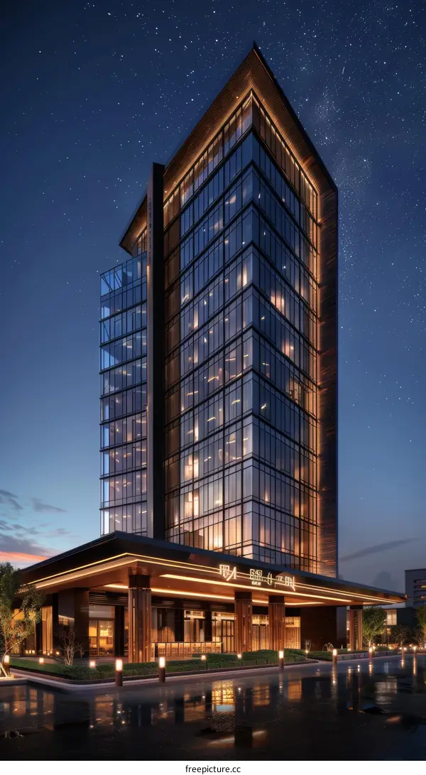 Modern Architectural Skyscraper at Night