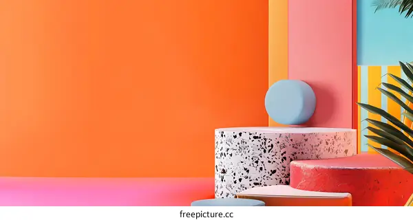 Abstract Background With Geometric Shapes And Colorful Palettes