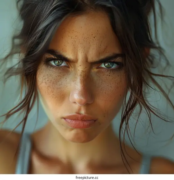 Close Up Portrait of a Woman with Freckles