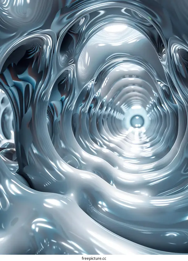 Blue and white abstract organic tunnel