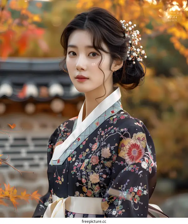 Portrait of a young woman in a hanbok