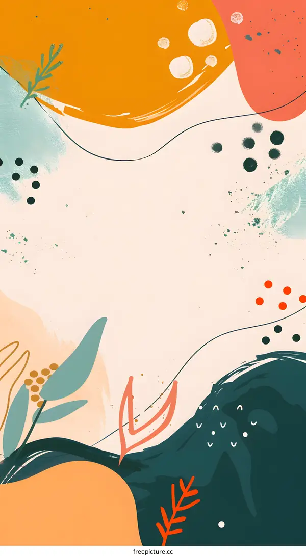 Abstract Art Background With Orange, Green, And Pink Colors