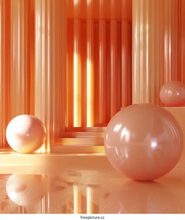 Peachy Pastel Pillars and Spheres
