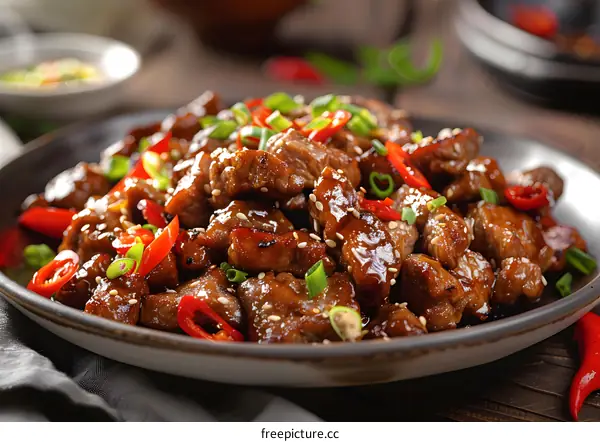 Beef with chili peppers