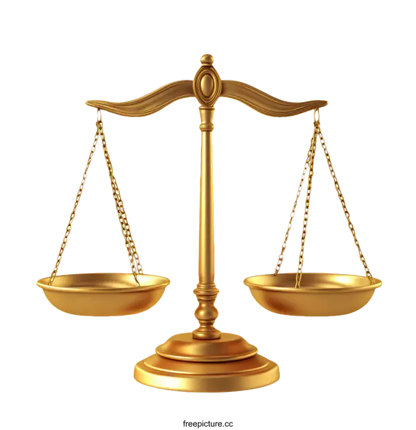 [Transparent Background PNG]Golden Justice Scales Illustration