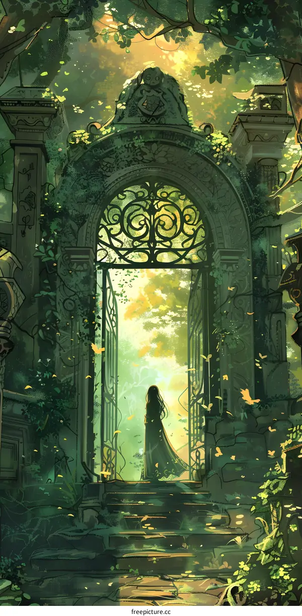 Green Gate to Fantasy World Illustration