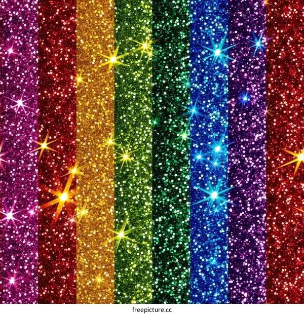 Rainbow glitter background with stars