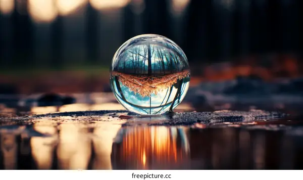 Crystal ball reflecting the beauty of nature