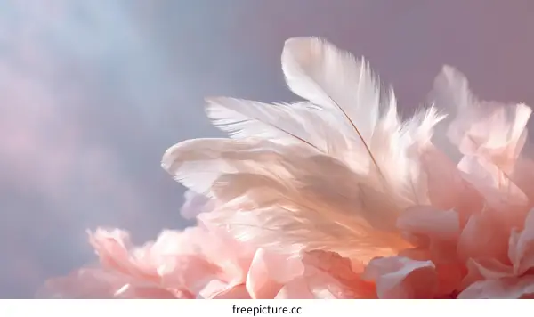 Delicate Feathers and Soft Pink Petals