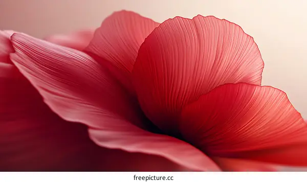 Close Up of Delicate Red Flower Petals
