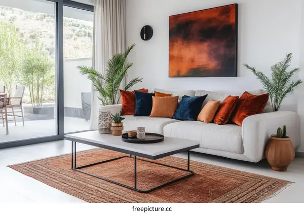 Modern Living Room Interior Design with Warm Hues