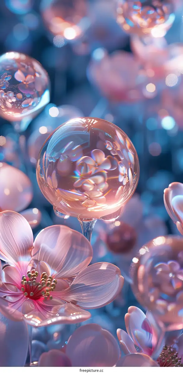Abstract Floral Glass Bubbles