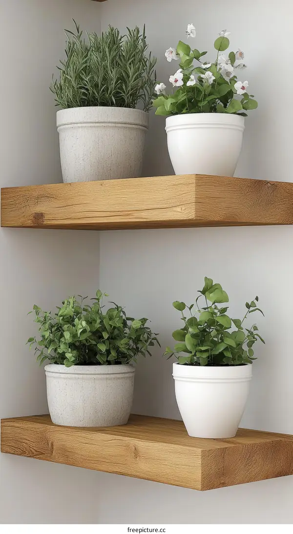 Corner Shelf with Plants