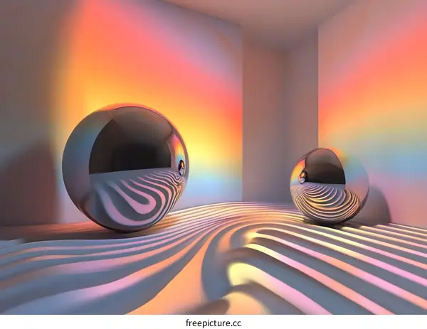 Abstract Background with Gradient Colors and Shiny Spheres