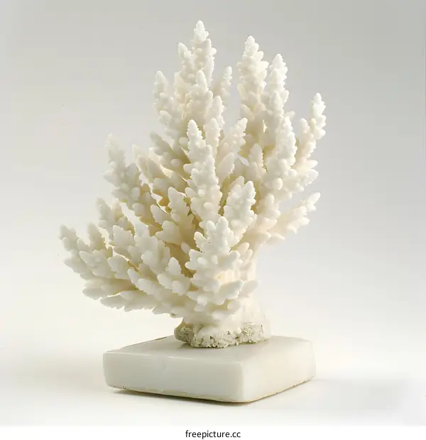 White Coral Specimen on Marble Base
