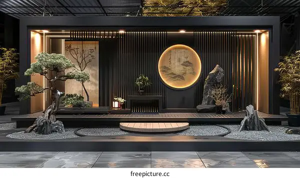 Zen Garden with Round Window