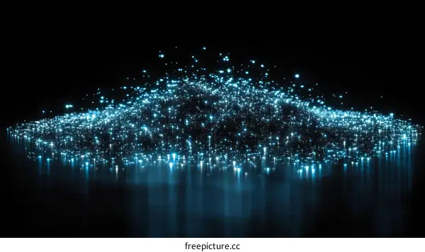 Abstract Digital Light Particles on a Reflective Surface