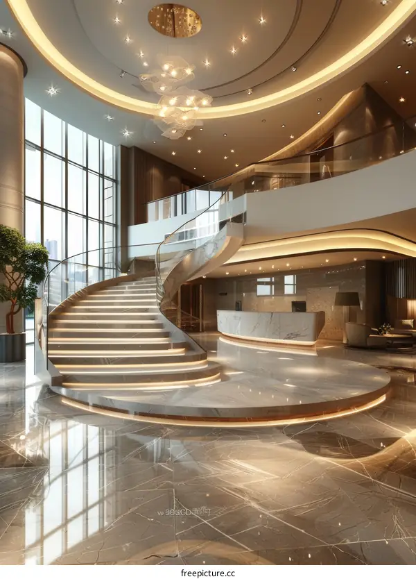 Modern Hotel Lobby Interior Design Illustration