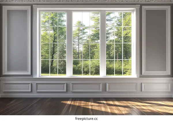 Bright and Airy Room with Large Windows and Hardwood Floors