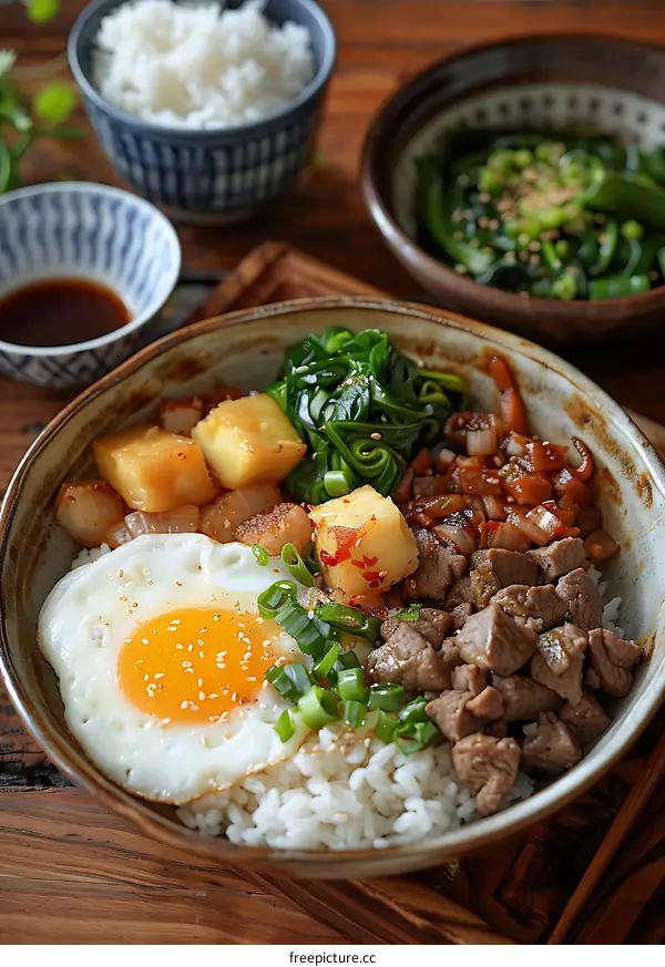 Delicious Beef Bibimbap Rice Bowl
