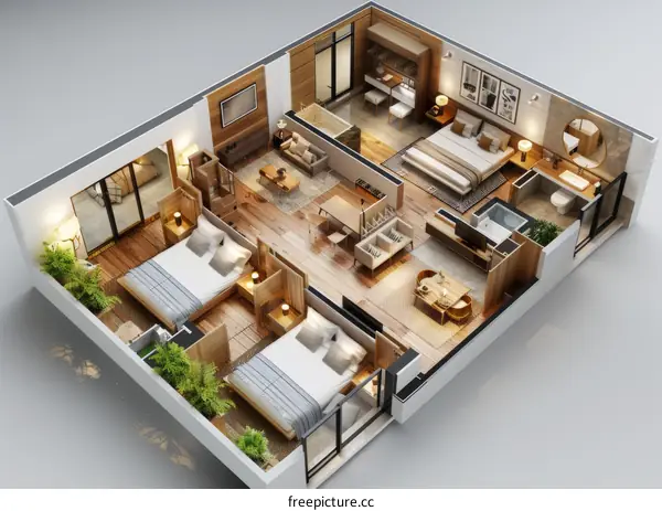 Top view of luxury hotel suites