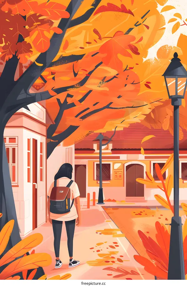 Autumn Walk in a Town