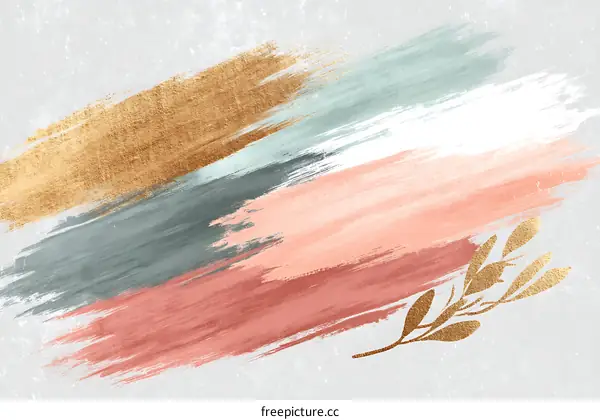 Abstract Paint Strokes with Gold Accents