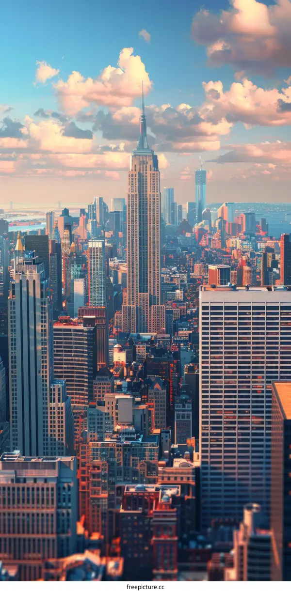 Iconic Empire State Building New York City Skyline