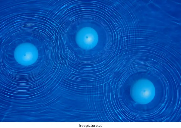 Abstract Blue Water Ripples with Floating Objects