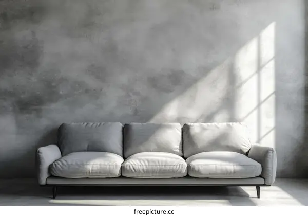 Modern Gray Sofa in a Loft Style Interior