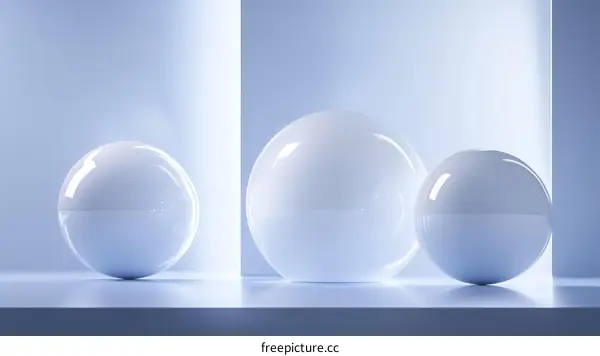 Abstract Minimalist Scene with Light Blue Background and White Balls