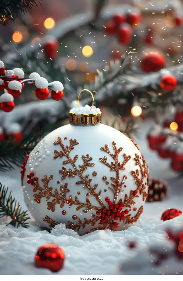 Christmas Ornament Decorated with Snowflakes