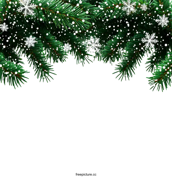 [Transparent Background PNG]Christmas Fir Branches with Snowflakes Background Image