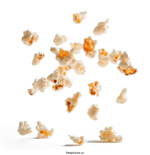 [Transparent Background PNG]Popcorn Flying in the Air Against a transparent background