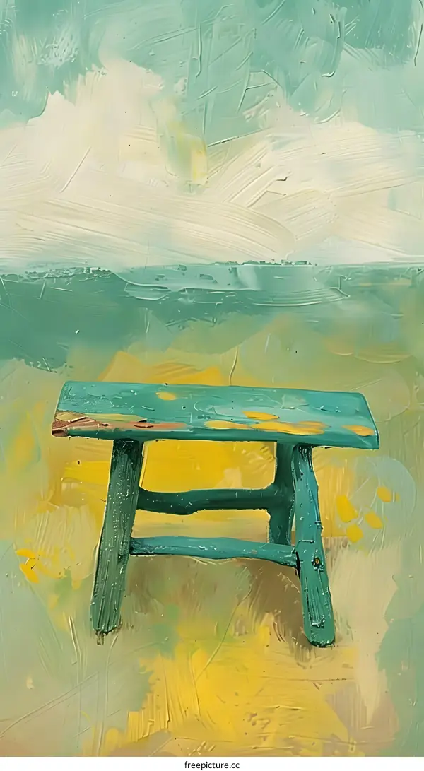 Green Chair Oil Painting Abstract Landscape Art