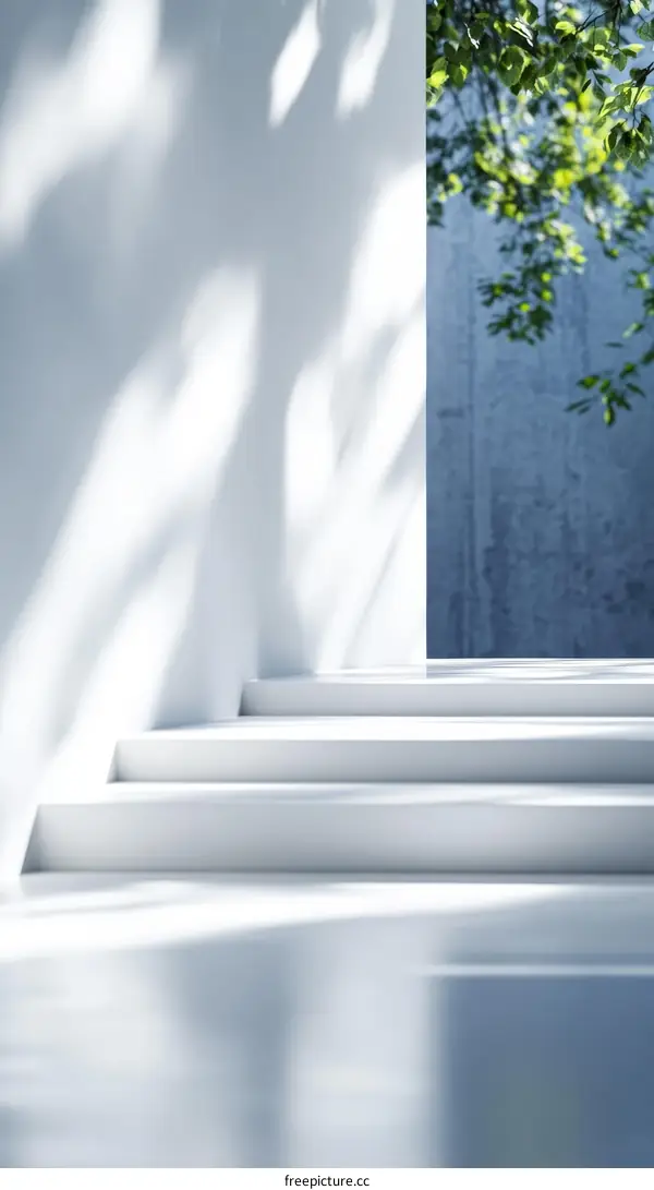 Modern White Staircase with Natural Light