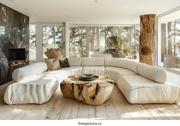 Modern organic interior design living room