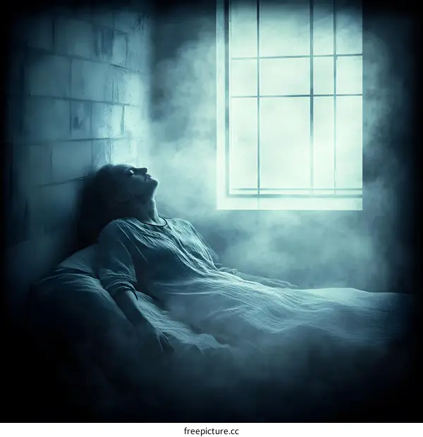 Woman Lying in Bed with Smoke