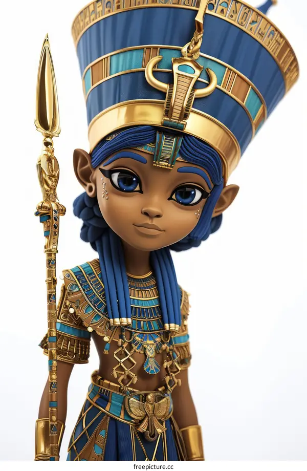 An illustration of a young girl dressed as an Egyptian pharaoh