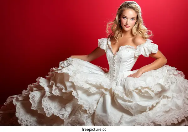 Elegant White Wedding Dress Model