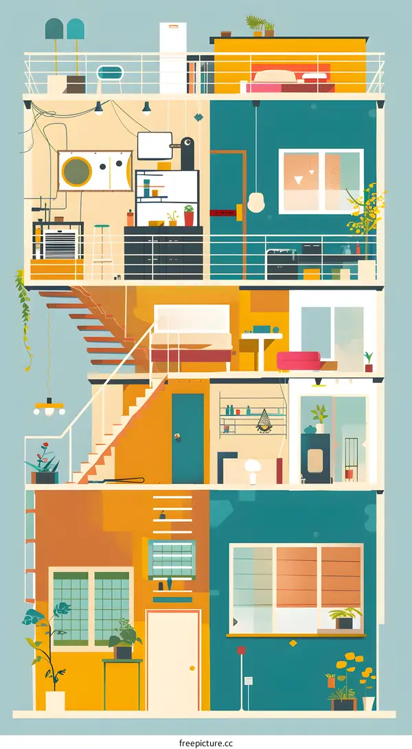 Modern House Interior Design Illustration