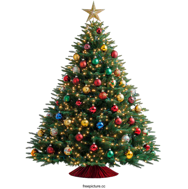 [Transparent Background PNG]Christmas Tree with Colorful Ornaments