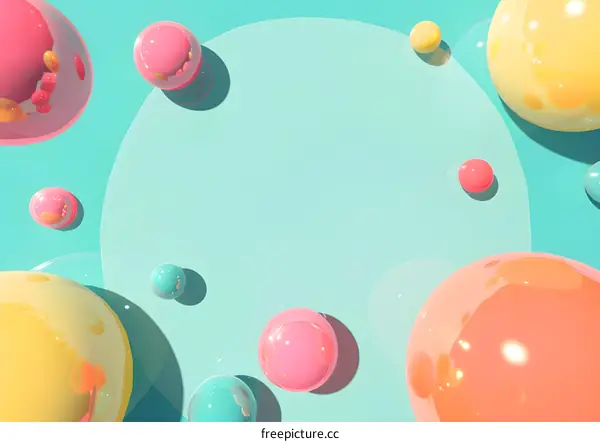 Abstract 3D Colorful Shiny Balls with Pastel Background