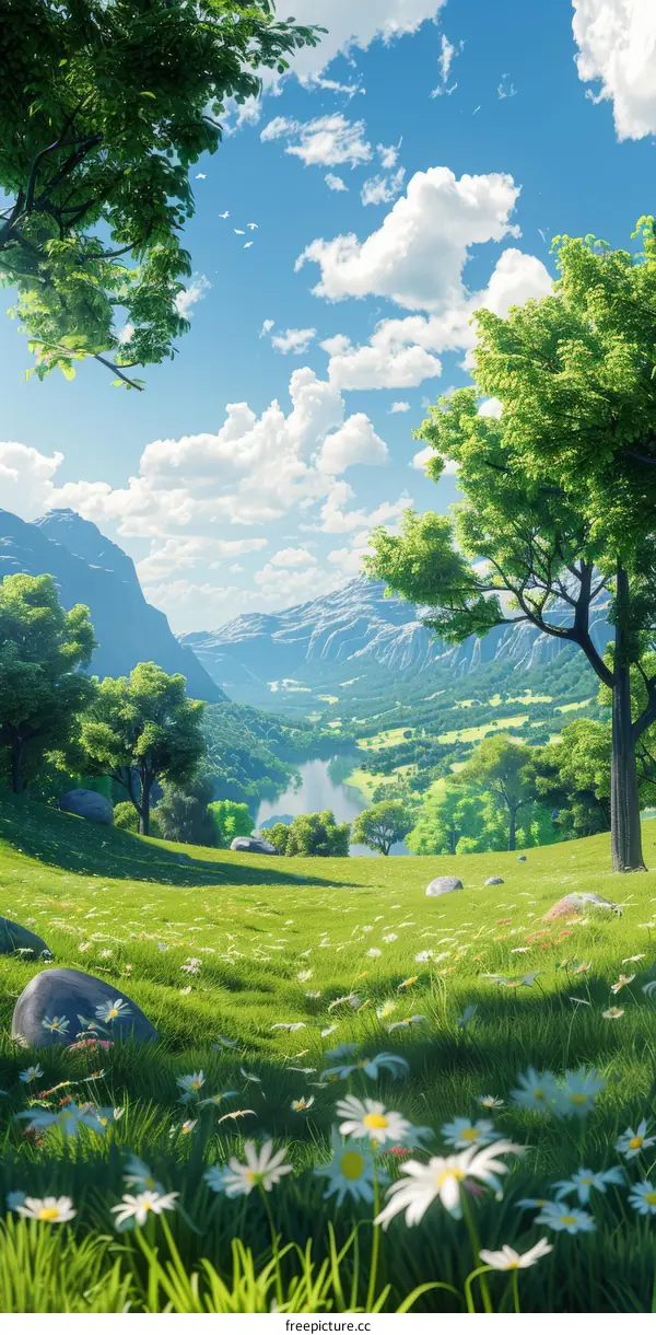 fantasy landscape with mountains and river